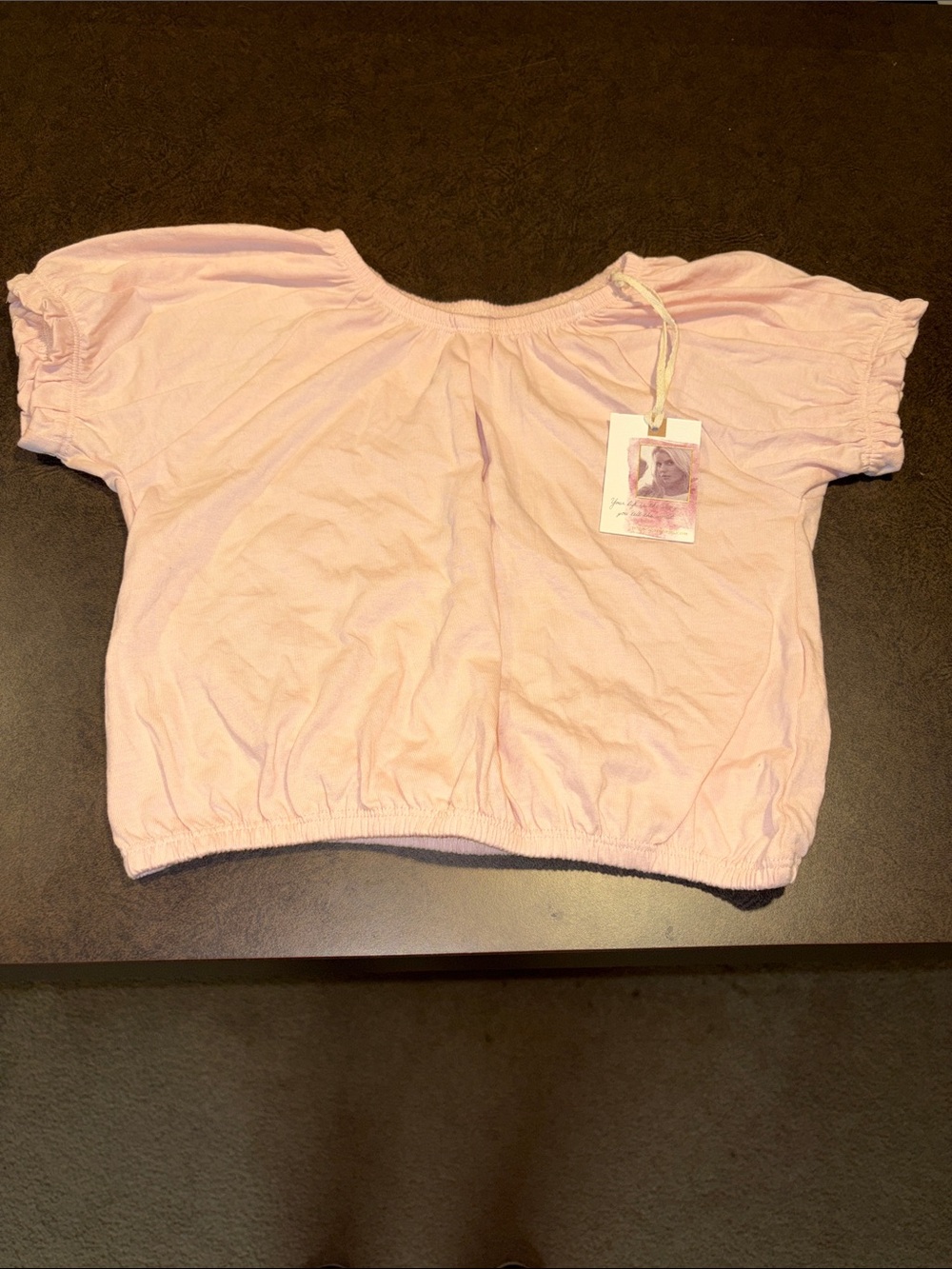 Jessica Simpson Light Pink Cropped Peasant Top